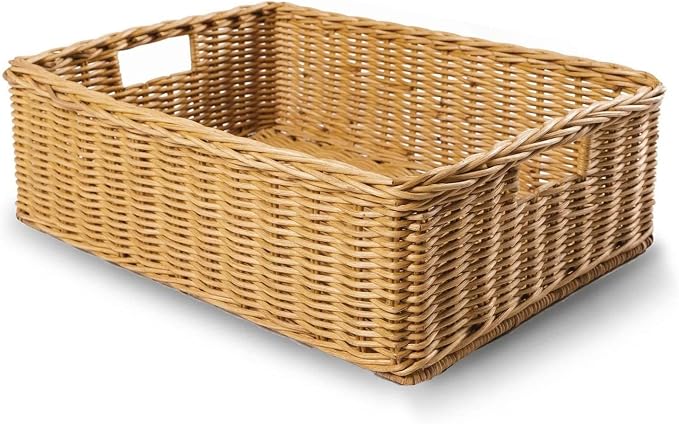 The Basket Lady Under the Bed/Basic Wicker Storage Basket, 22 in L x 16.5 in W by TheBasketLady