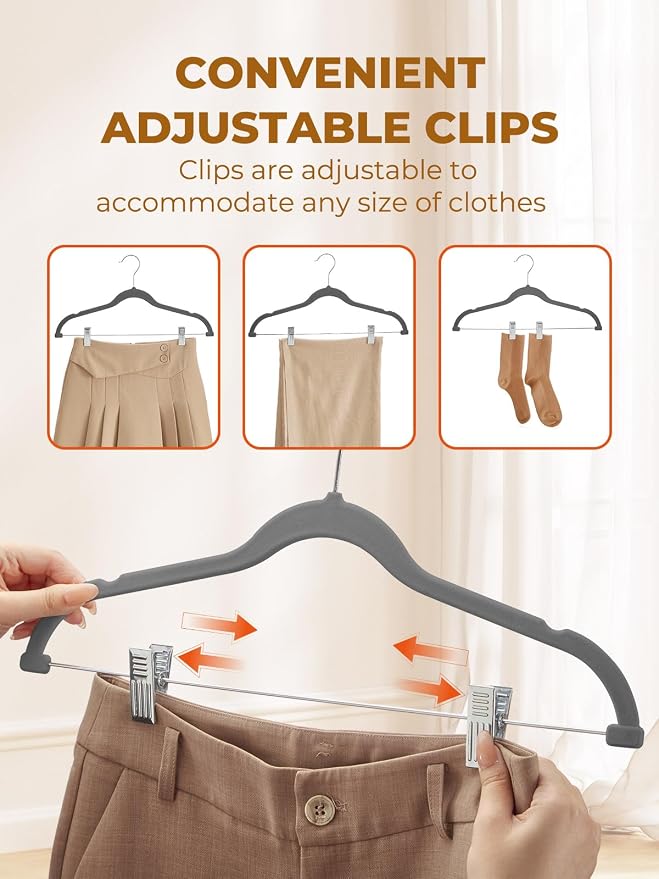 HOUSE DAY Velvet Skirt Hangers 12 Pack, Space Saving Slim Shorts Hanger - Image 5