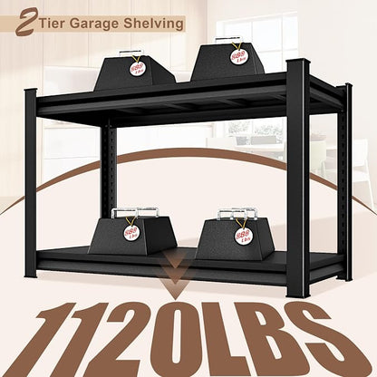 48" W 2-Tier Garage Shelving Heavy Duty, 1120LBS Loads Garage Storage Shelves - Image 4