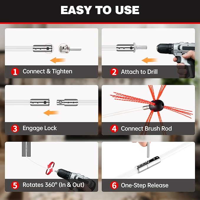 39 Feet Chimney Sweep Kit, Chrome Button Locking System, Chimney Cleaning Kit, Chimney Brush, Chimney Cleaning Tool, Chimney Cleaning System with 12 Flexible Chimney Rods
