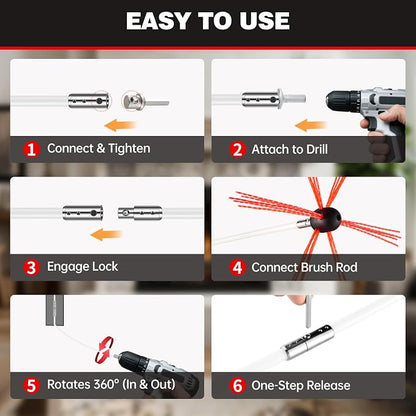 39 Feet Chimney Sweep Kit, Chrome Button Locking System, Chimney Cleaning Kit - Image 5