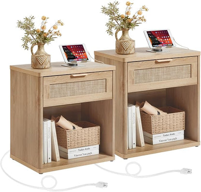 LEYAOYAO Rattan Nightstands Set of 2 by LEYAOYAO-Findtheshiningpointofyourideallife%EF%BC%81
