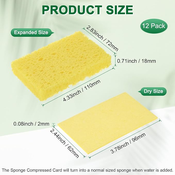 12-Pack Kitchen Sponges, Condense Eco Cellulose Non-Scratch Scrub Heavy Sponge - Image 3