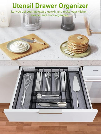 Silverware Organizer Metal Mesh, Large Drawer Organizer, Utensil Cutlery Tray - Image 4