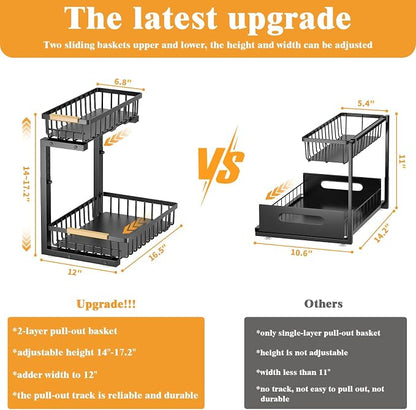 2-Tier Slide Out Under Sink Organizer – 2-Tier Pull-Out Storage Rack, Bathroom - Image 2