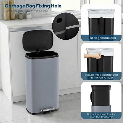 8 Gal Kitchen Trash Can, 30L Recycling or Garbage Bin, Brushed Stainless Steel - Image 6