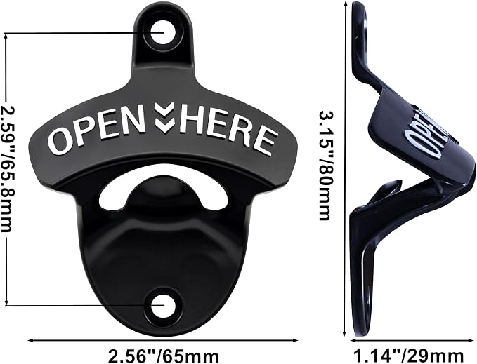Classic Wall Mounted Bottle Opener Stainless Black and White Mountable Beer Cap - Image 5