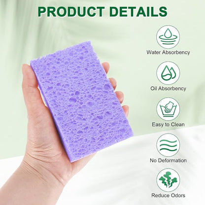 12-Pack Kitchen Sponges, Condense Eco Cellulose Non-Scratch Scrub Heavy Sponge - Image 2
