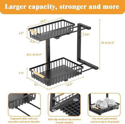 2-Tier Slide Out Under Sink Organizer – 2-Tier Pull-Out Storage Rack, Bathroom - Image 8