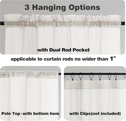 Chyhomenyc Extra Long Ivory Sheer Curtains 120 Inches Long 2 Panels, Light - Image 3