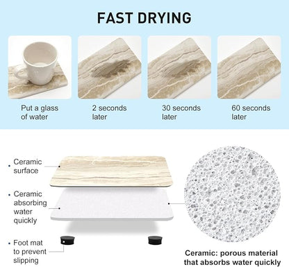 Set of 4 Drying Stone for Kitchen Counter Soap Tray Ceramic Bathroom Sink Trays - Image 3