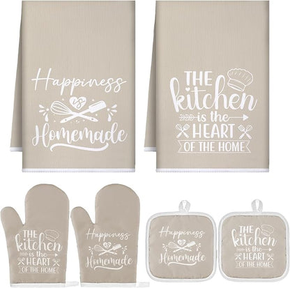 Sratte 6 Pcs Kitchen Decor Accessories Set Farmhouse Towels Pot Holders Oven by Sratte