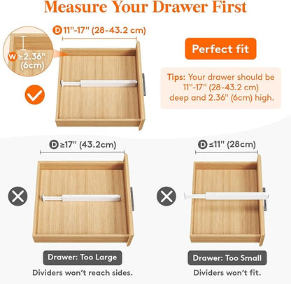 Lifewit 4 Pack Kitchen Drawer Dividers 2.36" High, Plastic Expandable - Image 4