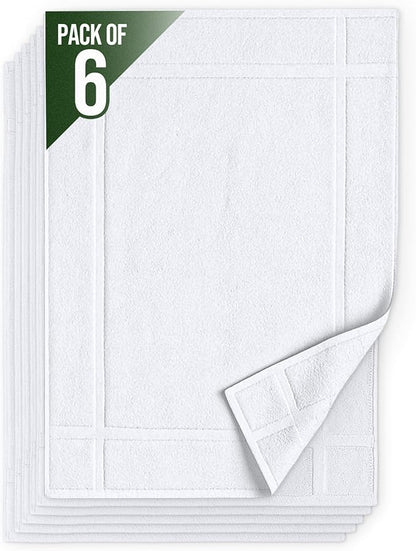 Pearl Linens Pack of 6 100% Cotton Bath Mat 18x25 inches, Soft & Absorbent by PearlLinens