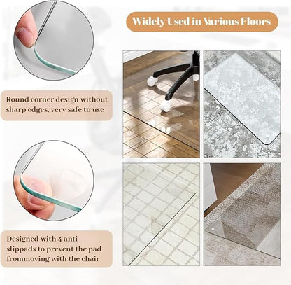 48" x 80" Glass Chair Mat, 1/5" Thick Office Chair Mat - Image 4