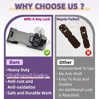 Alise Keyed Hasp Lock, 3 Inch Safety Packlock Clasp Hasp Lock Latch - Image 7