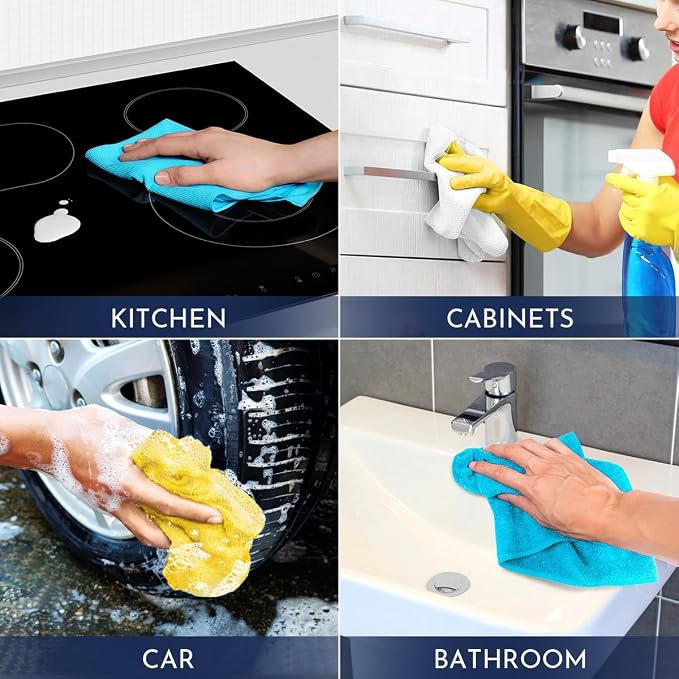 GLIMGLINT Microfiber Cleaning Cloth, 12 Pack Cleaning Rags, Cleaning Towels - Image 7