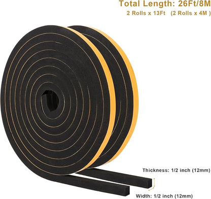 Weather Stripping Soundproof, 1/2 in x 1/2 in High Density Foam Insulation Tapes - Image 6