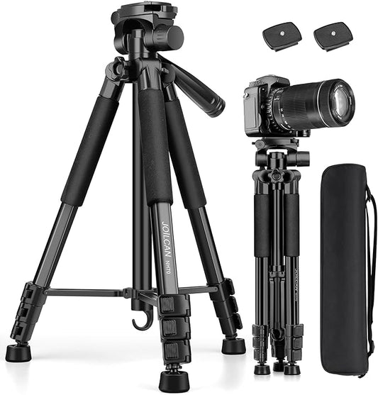 JOILCAN Tripod for Camera, 67" Heavy Duty Camera Tripod, Phone Tripods for Video Recording Photo Vlog, Aluminum Tripods with Holder & Travel Bag for Cameras DSLR iPhone Projector Laser