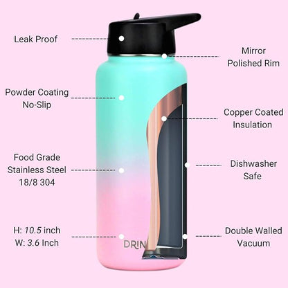DRINCO Stainless Steel Water Bottle Spout Lid Vacuum Insulated Double Wall - Image 5