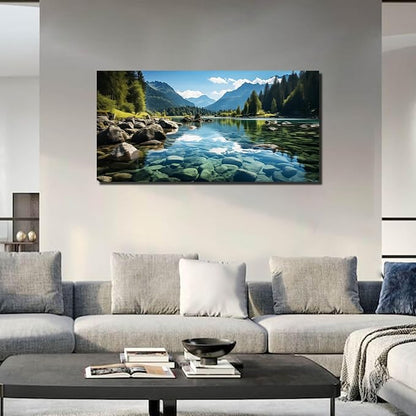 GUGIKA Landscape Wall Art for Living Room, Mountain and Lake Wall-Decor for - Image 3