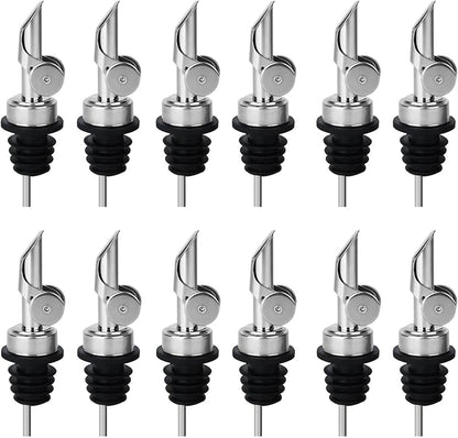 12PCS Weighted Liquor Bottle Pourers, Auto Flip Olive Oil Spout, Stainless by BALTRE