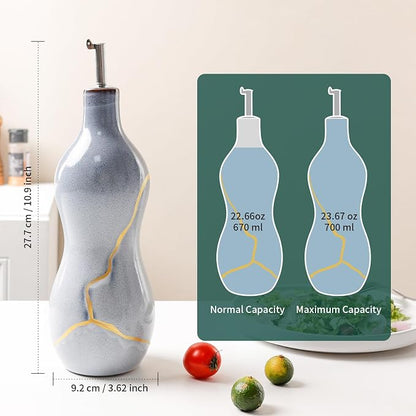 BosilunLife Ceramic Olive Oil Dispenser Bottle, 14 Oz Oil Cruet - Image 3
