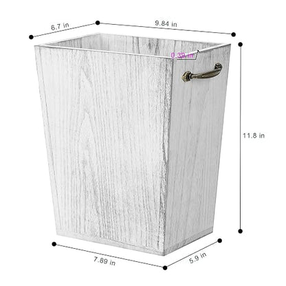 Wood Wastebasket Trash Can Rustic Farmhouse Square Garbage Container Bin - Image 2