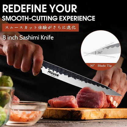 Huusk Japanese Slicing Knife 8 Inch Sushi Knife, Hand Forged Sashimi Knives - Image 5