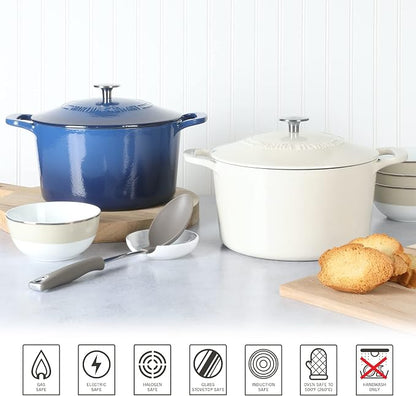 MARTHA STEWART Gatwick 7-Quart Enamel Cast Iron Dutch Oven – Linen Color - Image 5