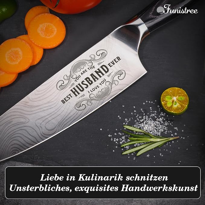 Funistree Gifts for Men Him Husband, 8 inch Professional German 1.4116 Chef - Image 4