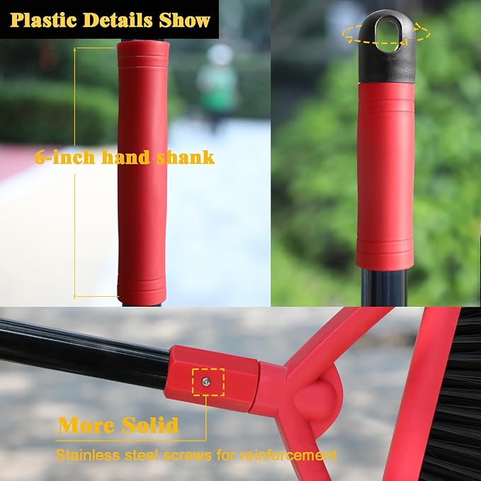 Outdoor Indoor Broom Heavy Duty, 4 Pack Commercial Angle Broom, Ideal of House - Image 3