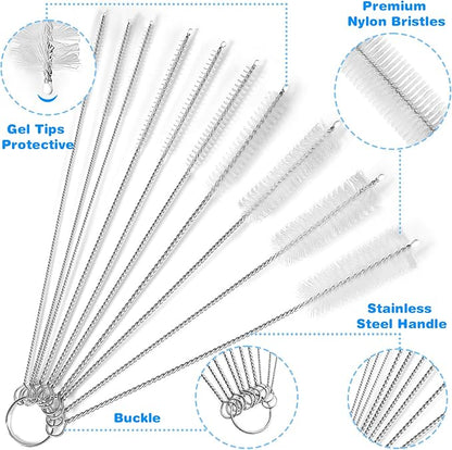 Ixiaoyoo Cleaning Brushes Set, 10 Pieces 8 Inch Nylon Tube Brush + 60 Inch - Image 2