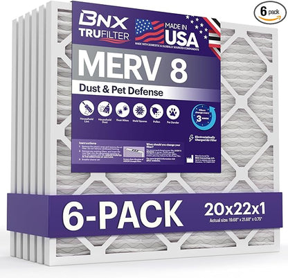 BNX TruFilter 20x22x1 Air Filter MERV 8 by BNX