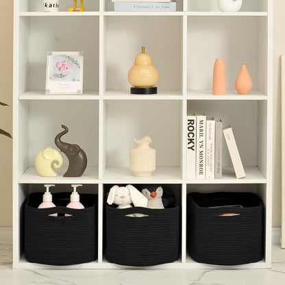 Large Storage Baskets for Organizing Shelves, Woven Cotton Rope Bins for Baby - Image 5