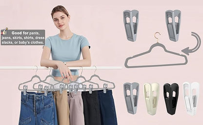 Hanger Clips for Velvet Hangers, Non-Slip Plastic Clips Skirt Hanger Clips for - Image 3