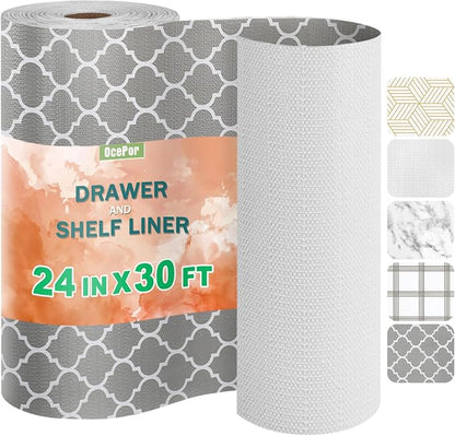 OcePor Non-Adhesive Drawer and Shelf Liner 24IN x 30FT，Non Slip Cabinet and by OcePor