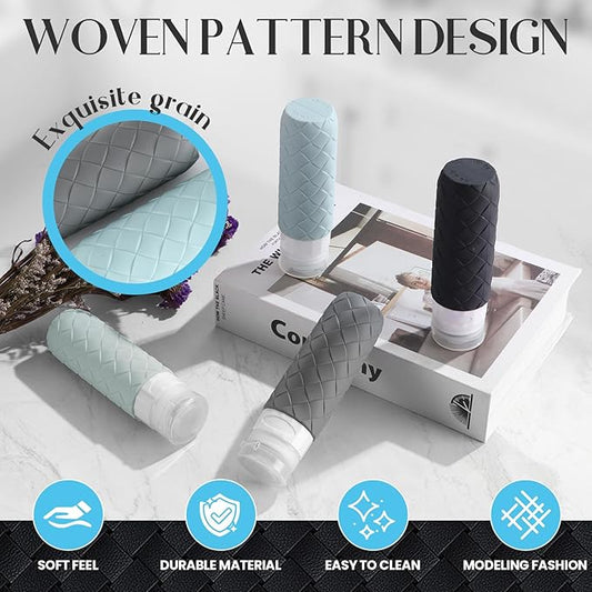 Travel Bottles for Toiletries, TSA Approved Silicone Travel Size Containers for Toiletries, BPA Free Leak Proof Refillable Essentials Accessories, Shampoo and Conditioner Bottles (Gray)