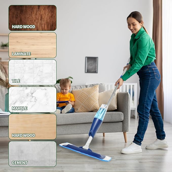 6 Pack Microfiber Cleaning Pads for Bona Mop, Reusable Microfiber Mop Pads for 18 Inch Mop, Hardwood & Hard Surface Floors Replacement Cleaning Mop Pads, Machine Washes