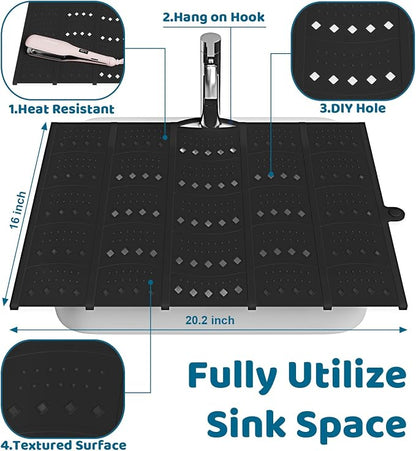 Bathroom Sink Cover for Counter Space, Sink Mat Foldable Sink Cover, Silicone - Image 4