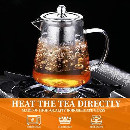 Glass Teapot with Stainless Steel Infuser, Borosilicate Tea Kettle - Image 5