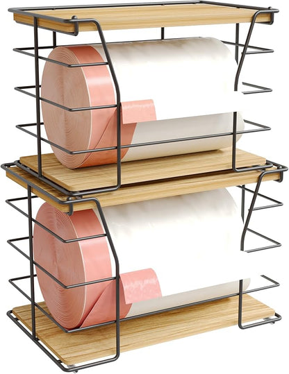 2 Pack Trash Bag Holder/Dispenser, Stackable Storage Laundry Kitchen Organizers by GIGIFTREE