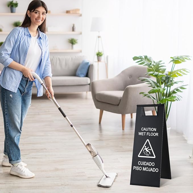 Stainless Steel Wet Floor Caution Sign Bulk 8.8 Pound Portable Foldable Handle - Image 7