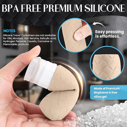 Travel Bottles for Toiletries, TSA Approved Silicone Travel Size Containers for Toiletries, BPA Free Leak Proof Refillable Essentials Accessories, Shampoo and Conditioner Bottles (Cream)