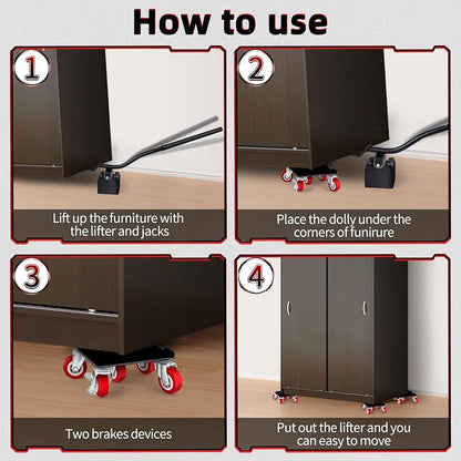Heavy Furniture Movers with 5 Wheels Furniture Dolly Rotatable Wheel Dolly - Image 6