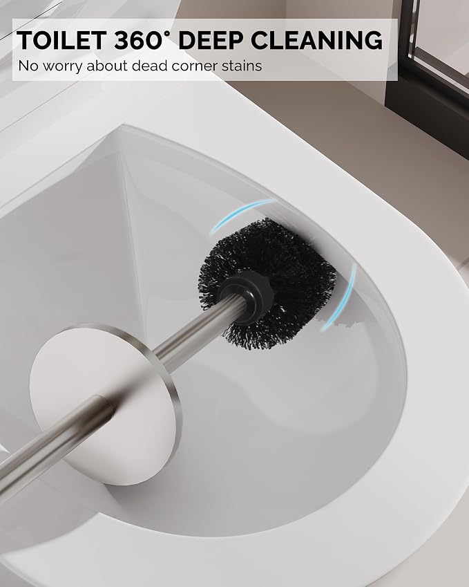 Toilet Brush and Holder Set, Stainless Steel Toilet Bowl Brush - Image 2