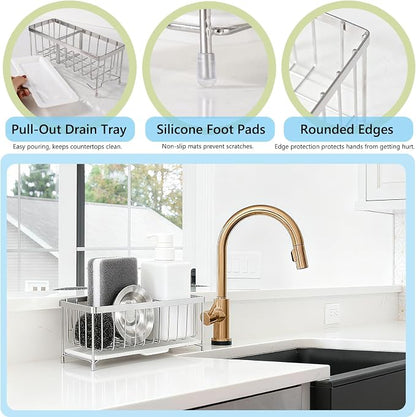 Kavciva Sink Caddy Sponge Holder, 304 Stainless Steel Dish Brush Holder - Image 5