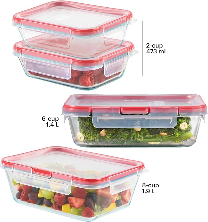 Pyrex Freshlock Mixed Sized Glass Food Storage Containers Set, Airtight & - Image 2