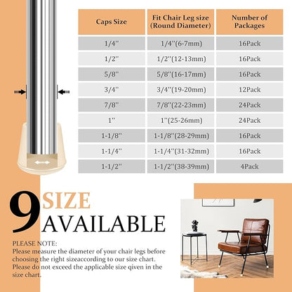 3/4" Round Rubber Chair Leg Tips Caps, Chair Leg Floor Protectors, Non-Slip - Image 6