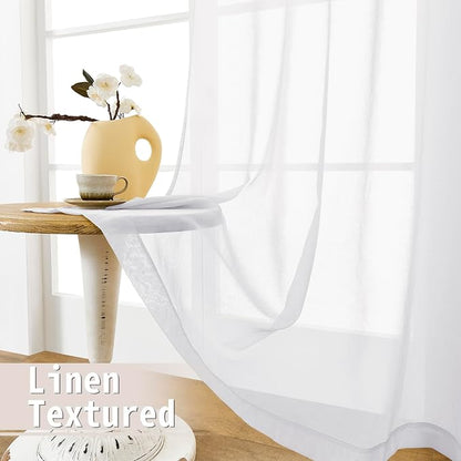 Tollpiz Sheer Door Curtains Closet Linen Textured Curtain Sheers Doorway Light - Image 4